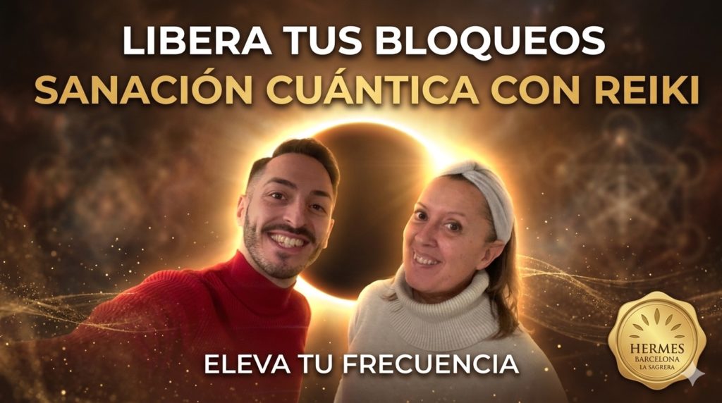 Mujer meditando para sanación cuántica con Reiki.