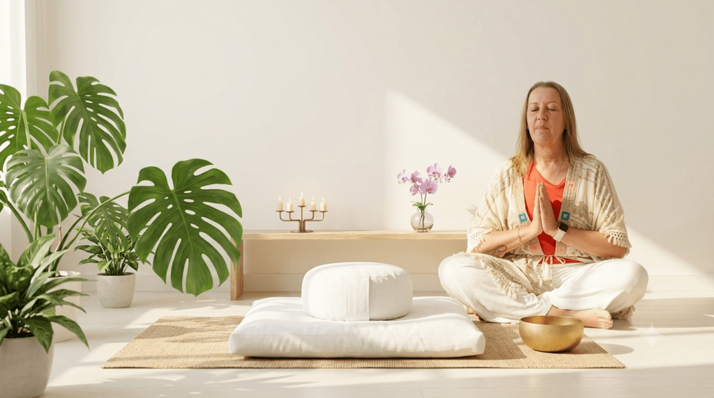 Espacio de meditación laica en Barcelona La Sagrera para aprender a meditar y reducir el estrés en clases presenciales.